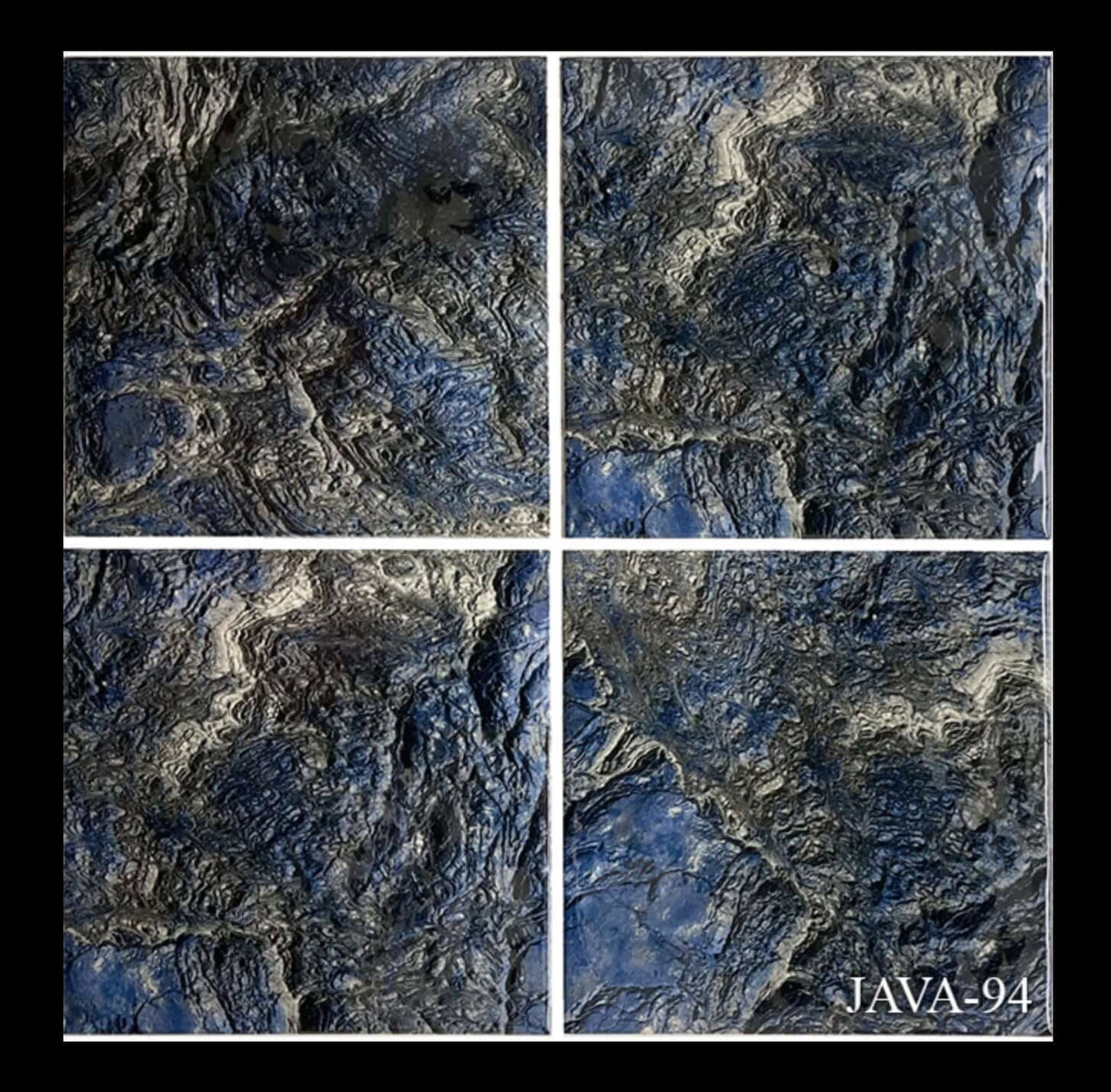 Fujiwa Java Series Oregon Blue porcelain tile, 6x6, featuring a textured blue and gray design for poolscapes.
