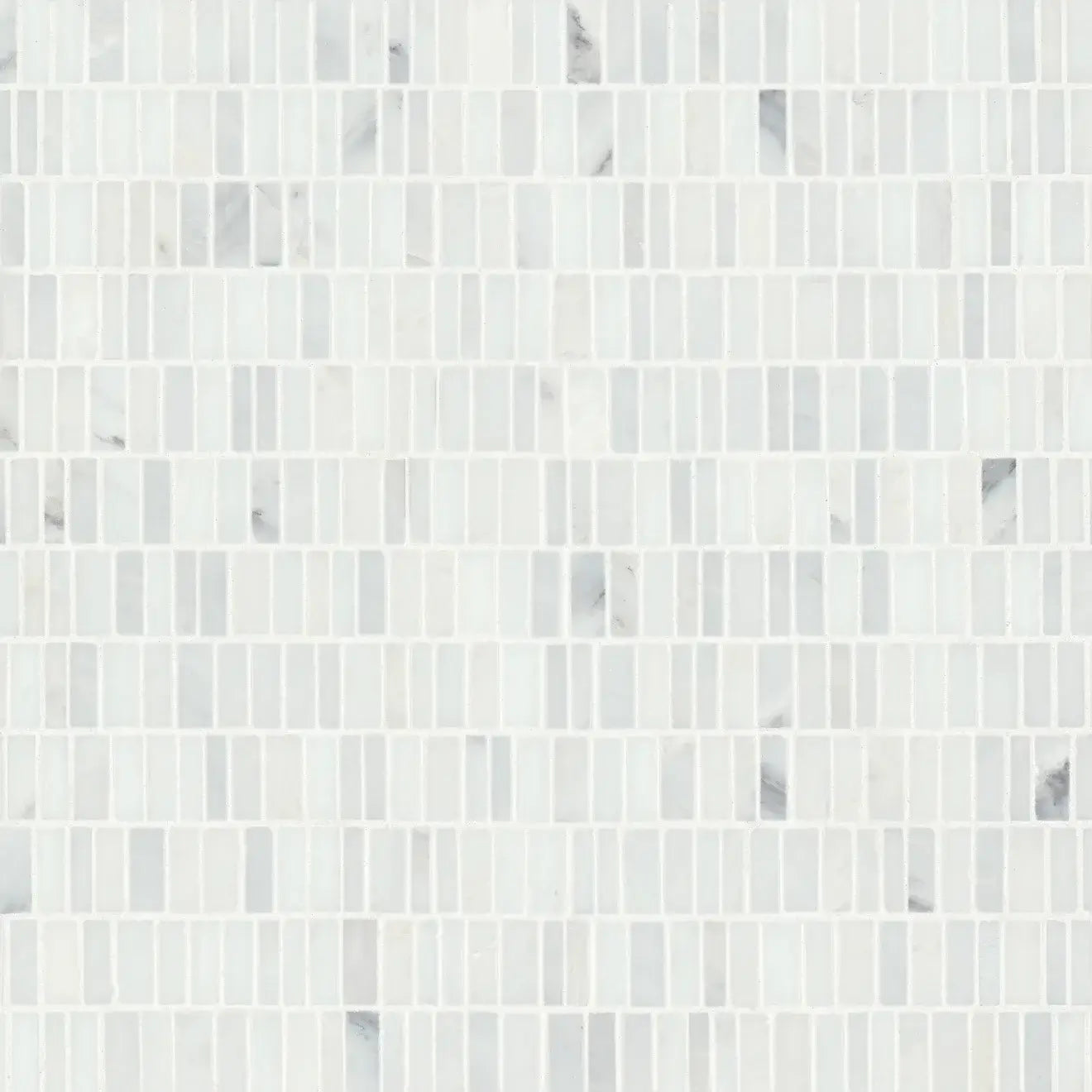 Oriental White Honed Trapezoid Marble Mosaic 12x12-1/4