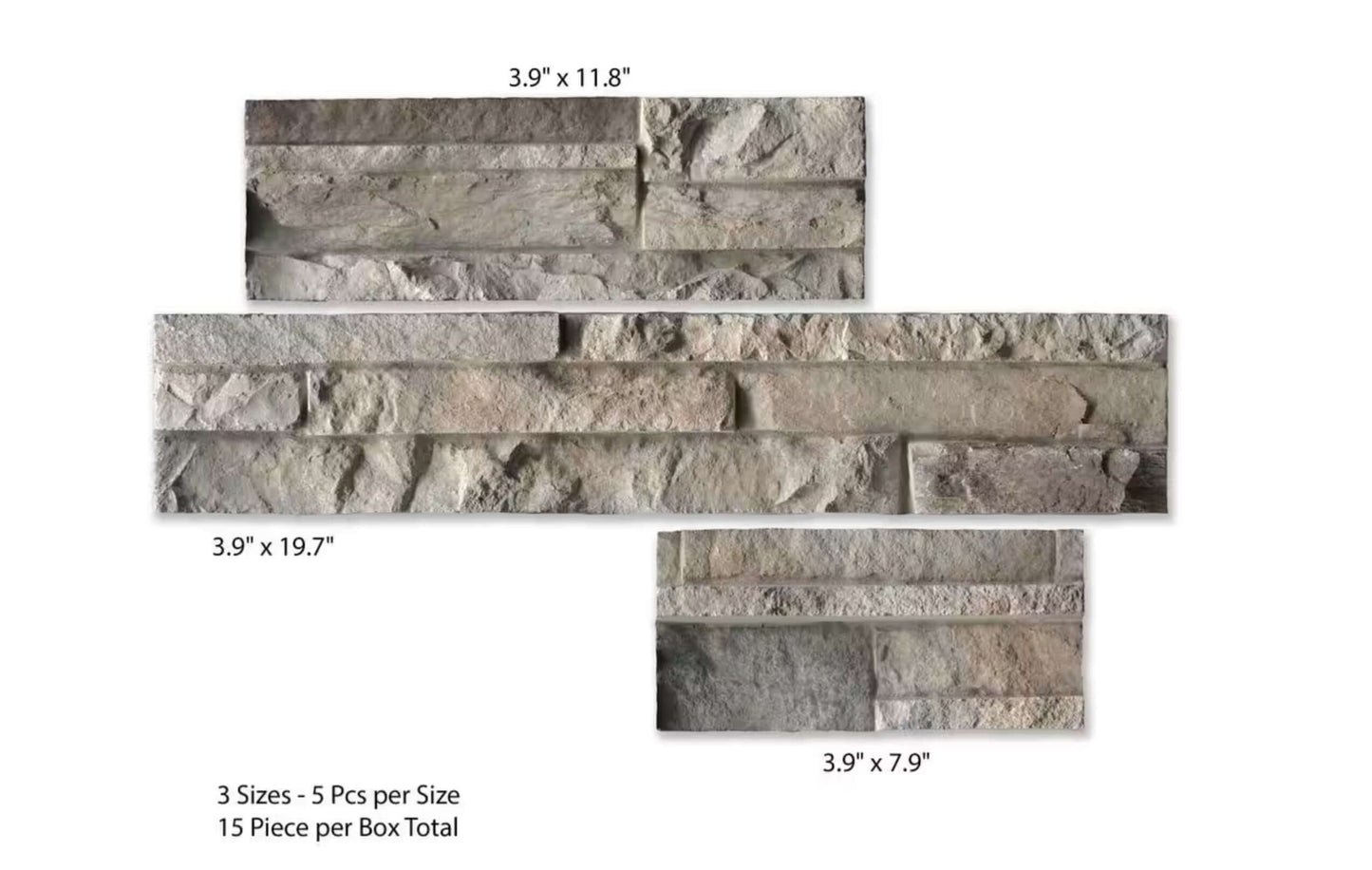 Terrado Ashbury Shadow 4” x 20” in. Natural Finish Cement Stone Look Ledger Panel Wall Tile