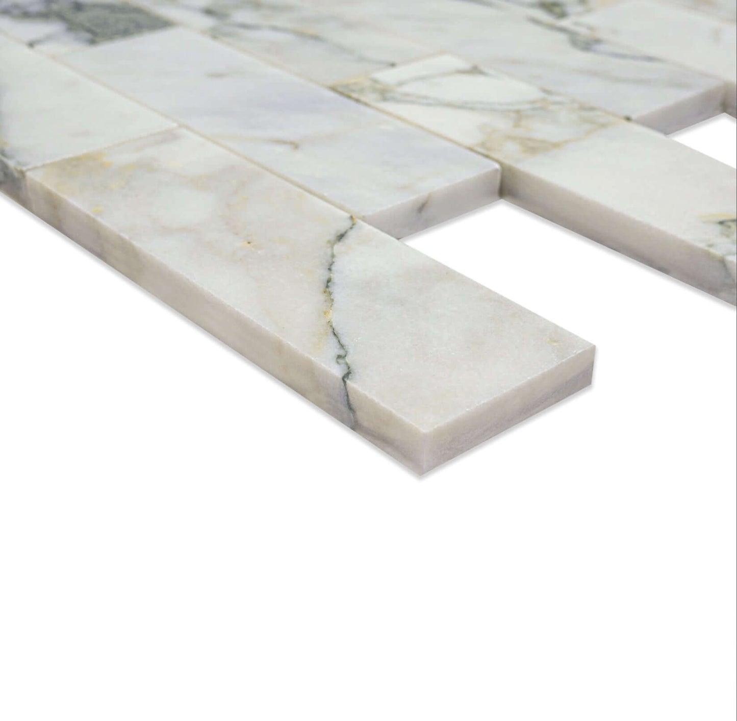 2x6 Calacatta Green Marble Honed Mosaic Tile