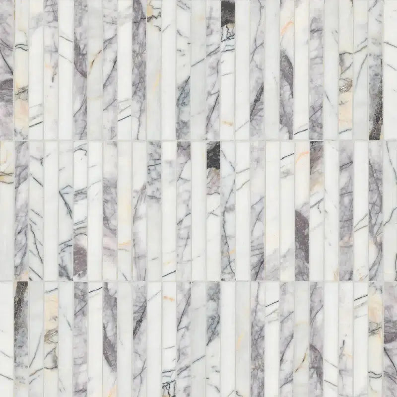 Calacatta Viola Lilac Scallopini Pattern 11" X 12" Honed Marble Mosaic Tile