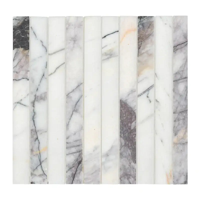 Calacatta Viola Lilac Scallopini Pattern 11" X 12" Honed Marble Mosaic Tile