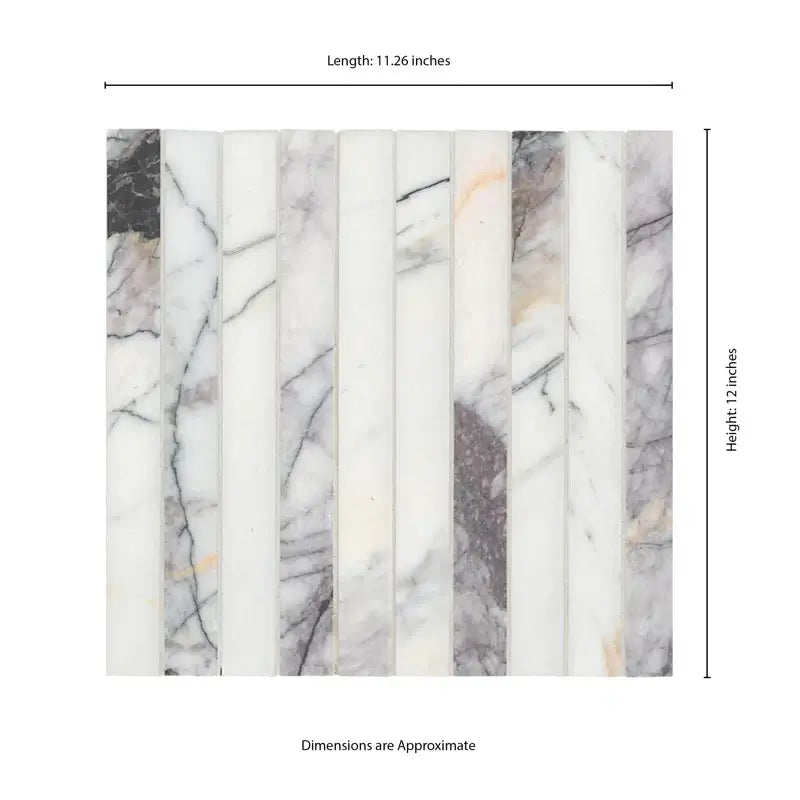 Calacatta Viola Lilac Scallopini Pattern 11" X 12" Honed Marble Mosaic Tile