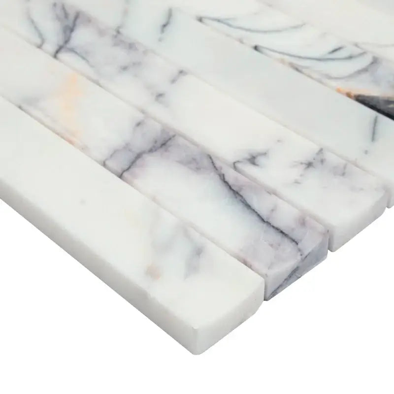 Calacatta Viola Lilac Scallopini Pattern 11" X 12" Honed Marble Mosaic Tile
