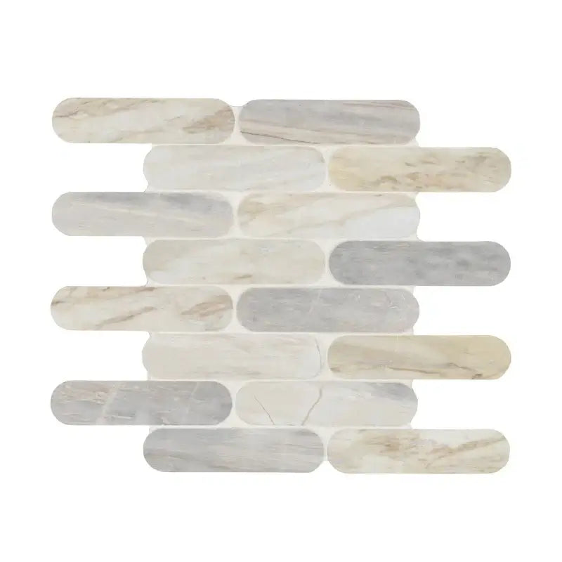 Angora Ellipse 12" X 12" Polished Marble Mosaic Floor And Wall Tile