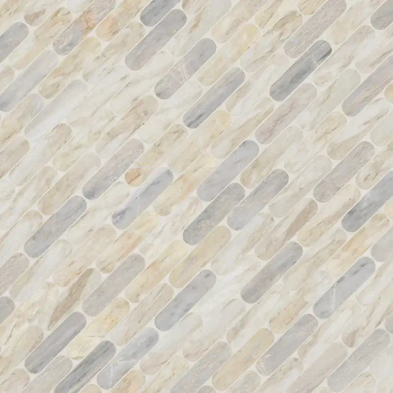 Angora Ellipse 12" X 12" Polished Marble Mosaic Floor And Wall Tile