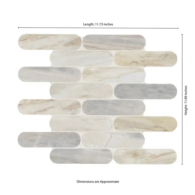 Angora Ellipse 12" X 12" Polished Marble Mosaic Floor And Wall Tile