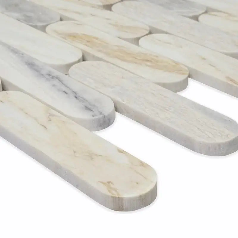 Angora Ellipse 12" X 12" Polished Marble Mosaic Floor And Wall Tile
