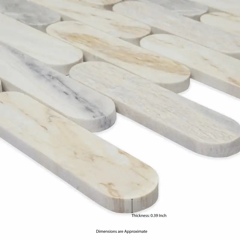 Angora Ellipse 12" X 12" Polished Marble Mosaic Floor And Wall Tile
