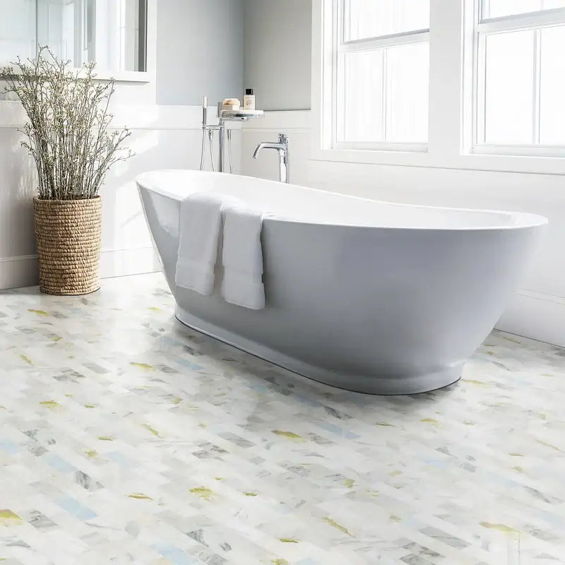 Cloudland 2x6 Polished Marble Subway Mosaic Tile, 12x12