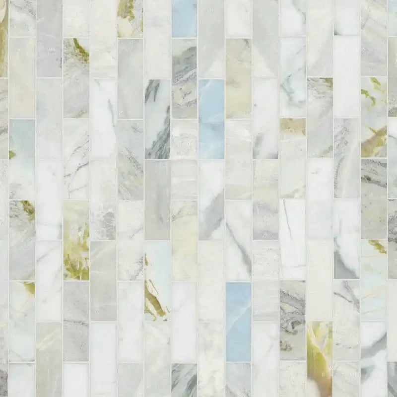 Cloudland 2x6 Polished Marble Subway Mosaic Tile, 12x12