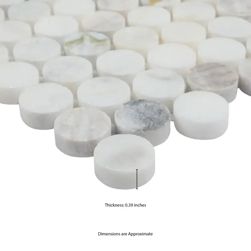Cloudland Penny Round Pattern 12" X 12" Polished Marble Mosaic Floor And Wall Tile