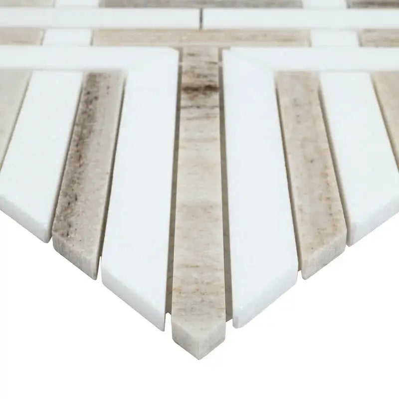 Thassos Wellington Pattern 12" X 12" Polished Marble Mosaic