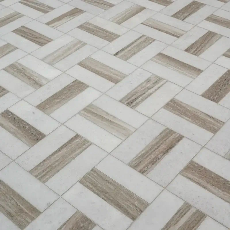 Winslow Weave 12" X 12" Polished Marble Mosaic