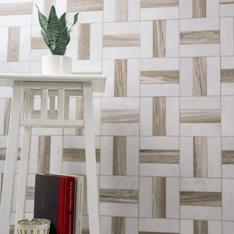 Winslow Weave 12" X 12" Polished Marble Mosaic