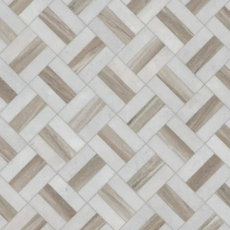 Winslow Weave 12" X 12" Polished Marble Mosaic