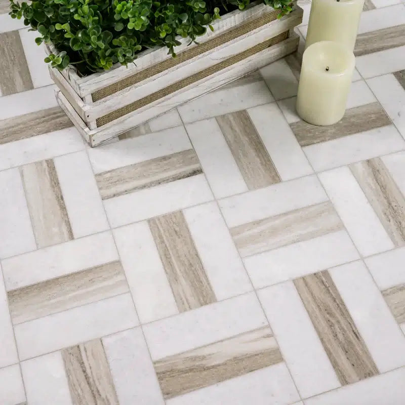 Winslow Weave 12" X 12" Polished Marble Mosaic