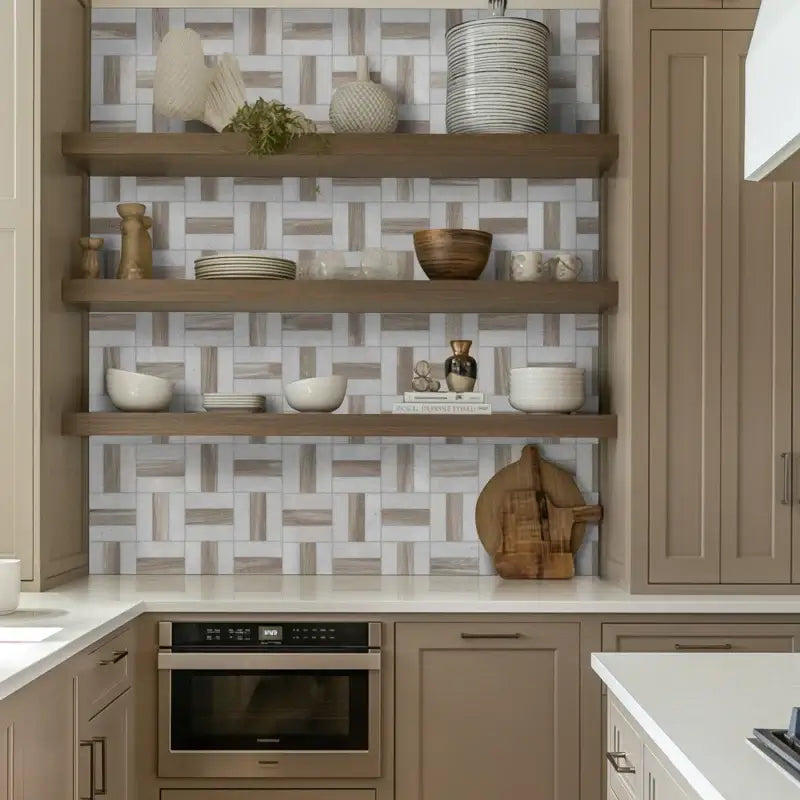 Winslow Weave 12" X 12" Polished Marble Mosaic