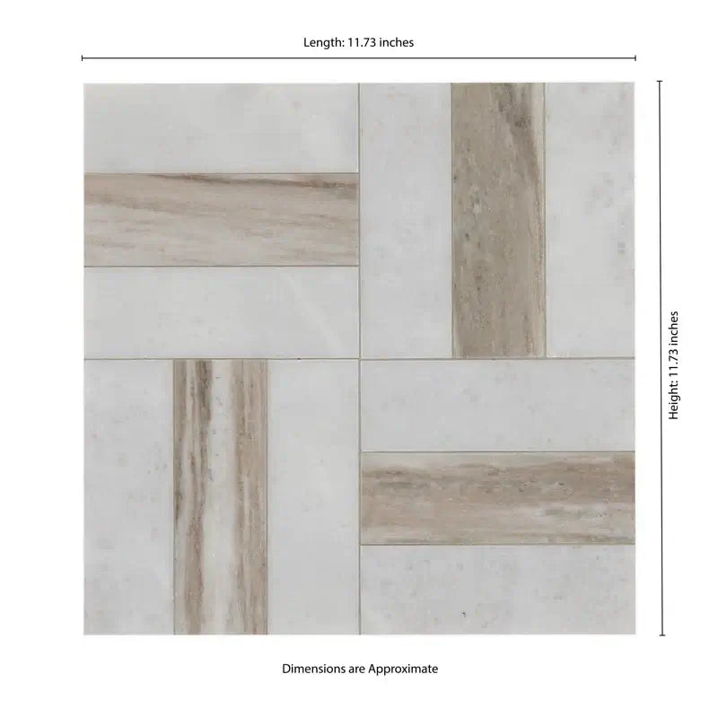 Winslow Weave 12" X 12" Polished Marble Mosaic