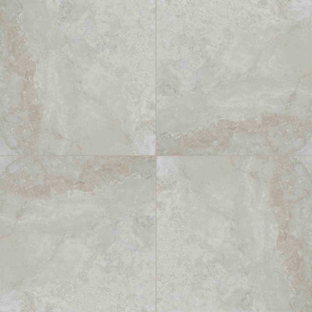 MSI Argento Travertino 24x24 matte rectified porcelain paver, showcasing elegant light grey and beige tones.