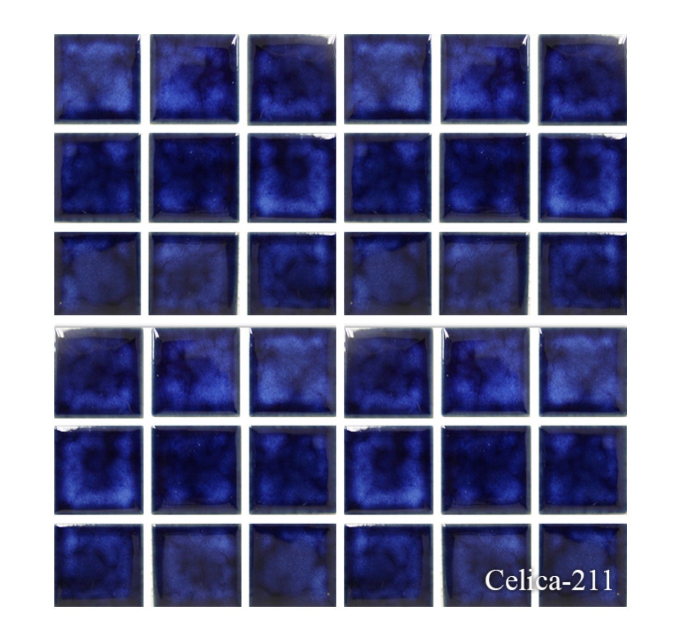 Fujiwa Celica Series Porcelain Tile Marble Blue, 2" x 2" - Pool Tile