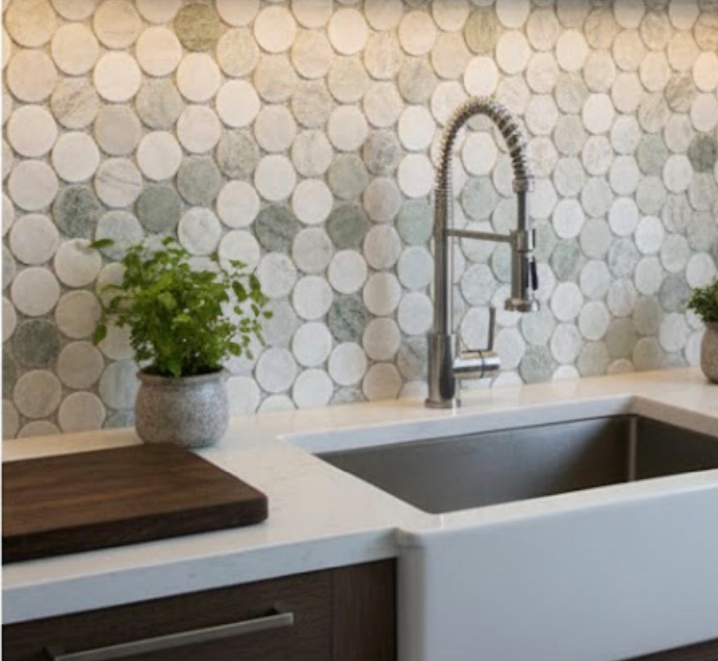 2” Penny Marble Large Calaverde Calacatta Green 11.75 x 12