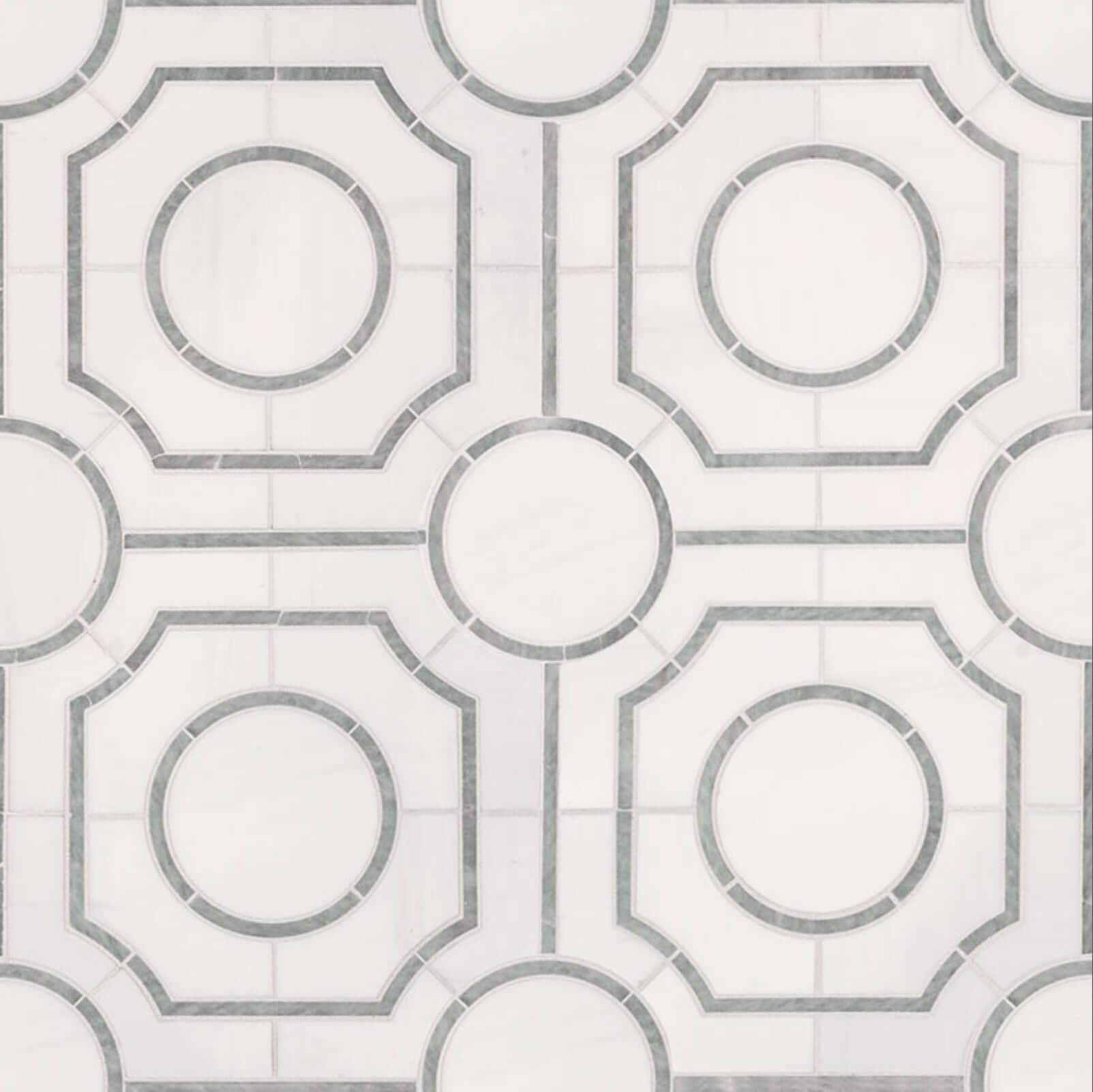 Bianco Dolomite 10"x10" Regency Polished Marble Mosaic Floor And Wall Tile - Hey Tiles