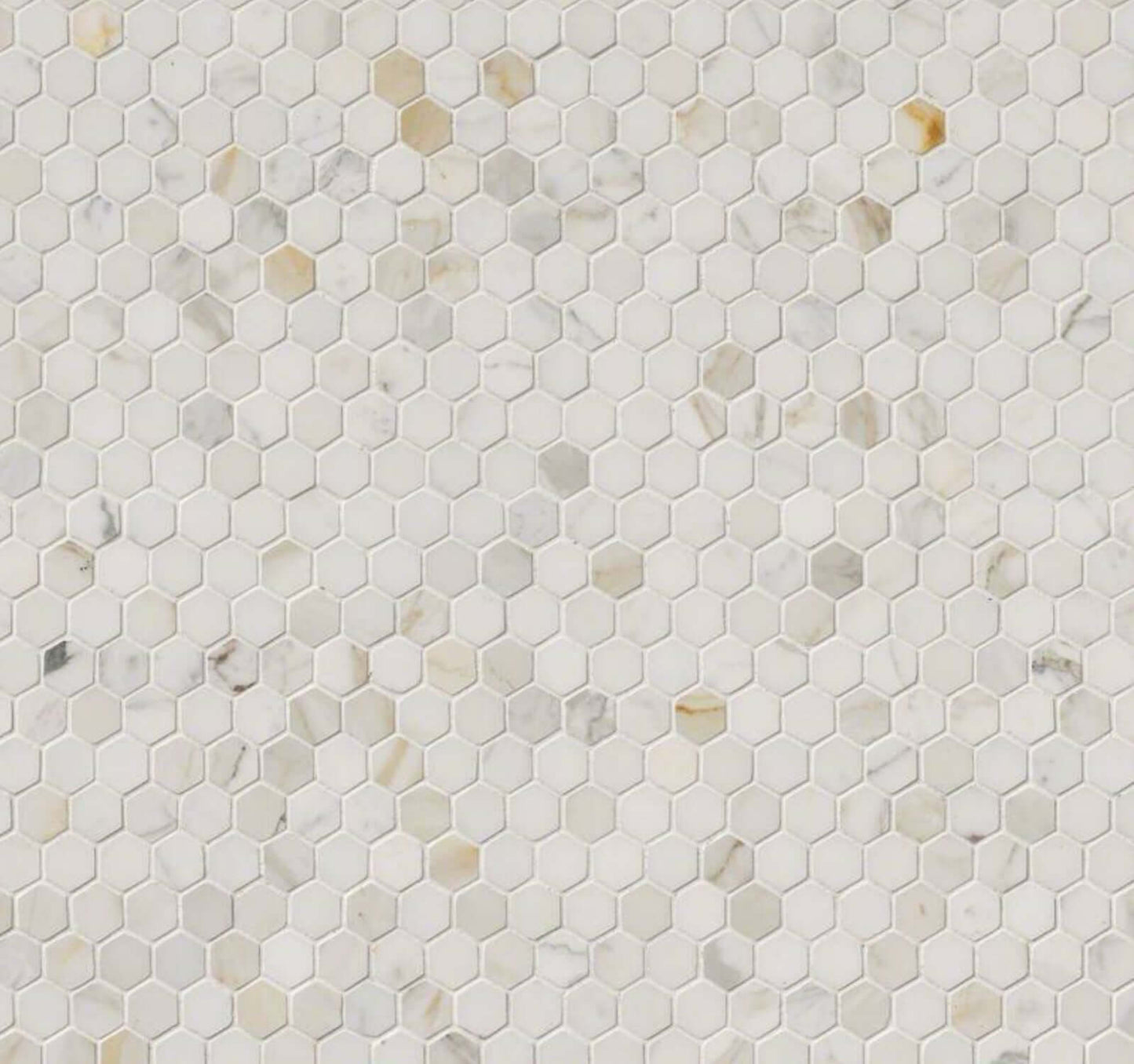 Calacatta Gold 1” Hexagon Polished Mosaic Tile - Hey Tiles
