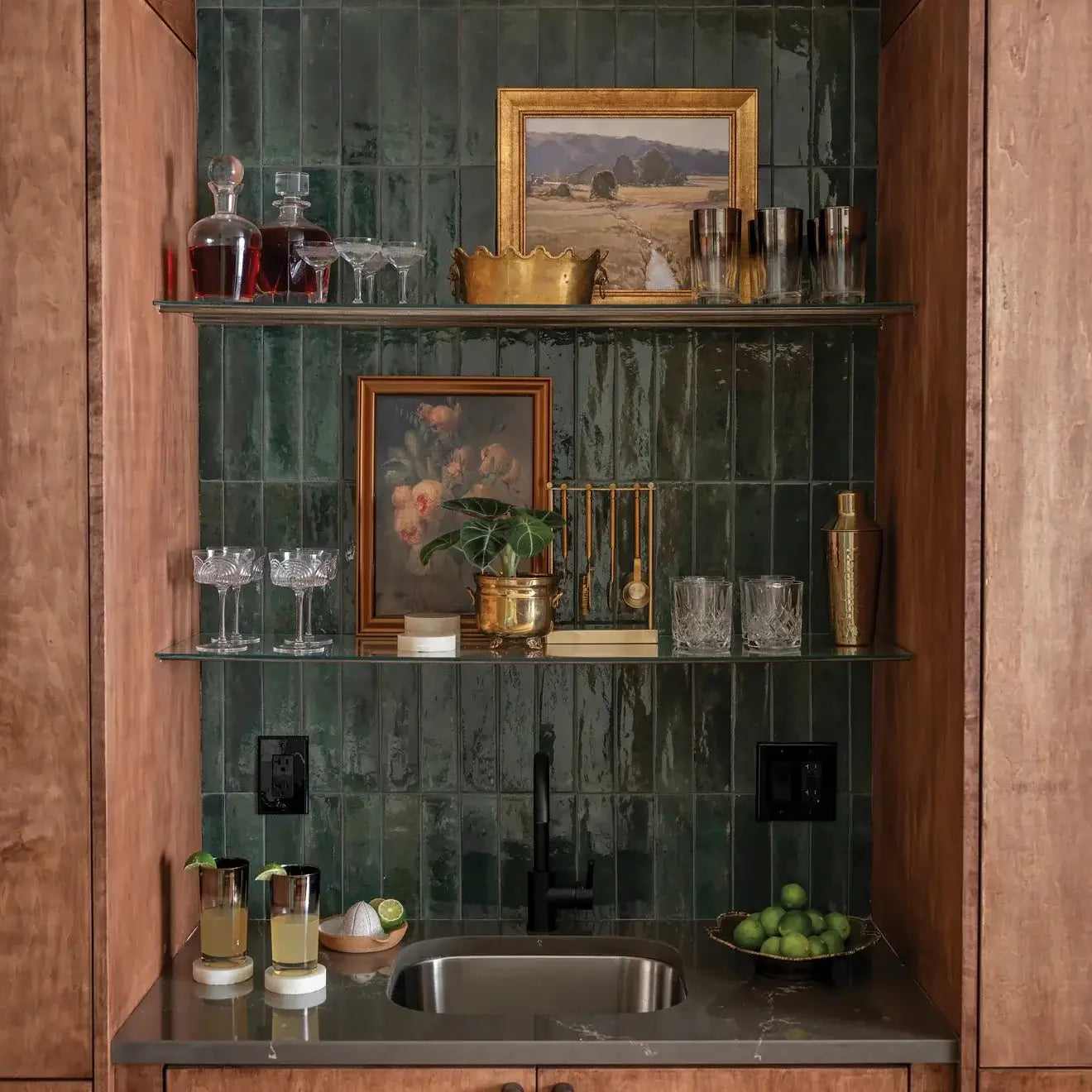Cloé 2.5" x 8" Glossy Ceramic Tile in Green - Hey Tiles