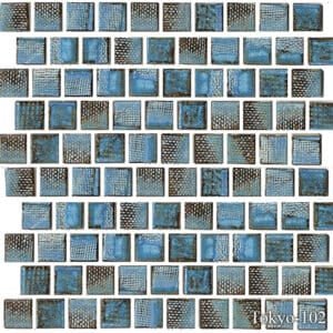 Fujiwa Tokyo Aspen Blue 1 - 1/8" Square Semi - Gloss Porcelain Mosaic - Hey Tiles