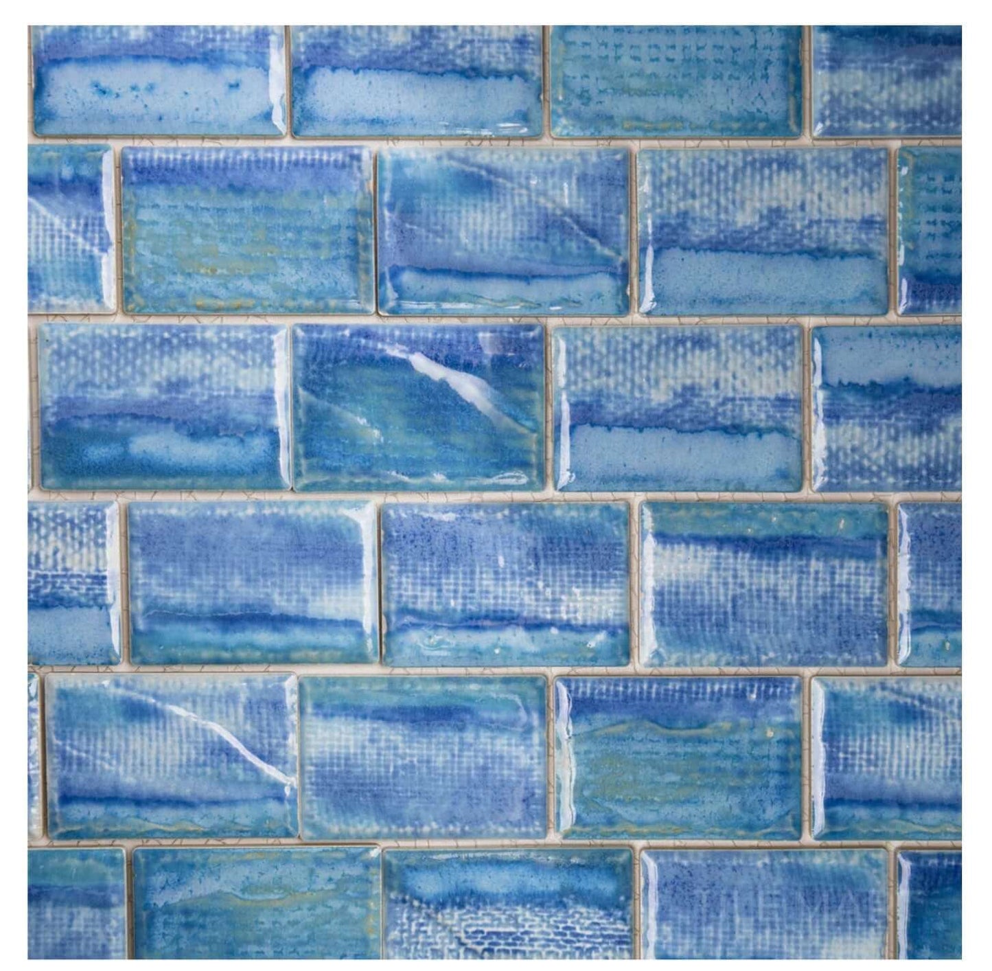 Fujiwa Tokyo Ice Blue 2X3 Rectangle Semi Gloss Porcelain Mosaic - Hey Tiles