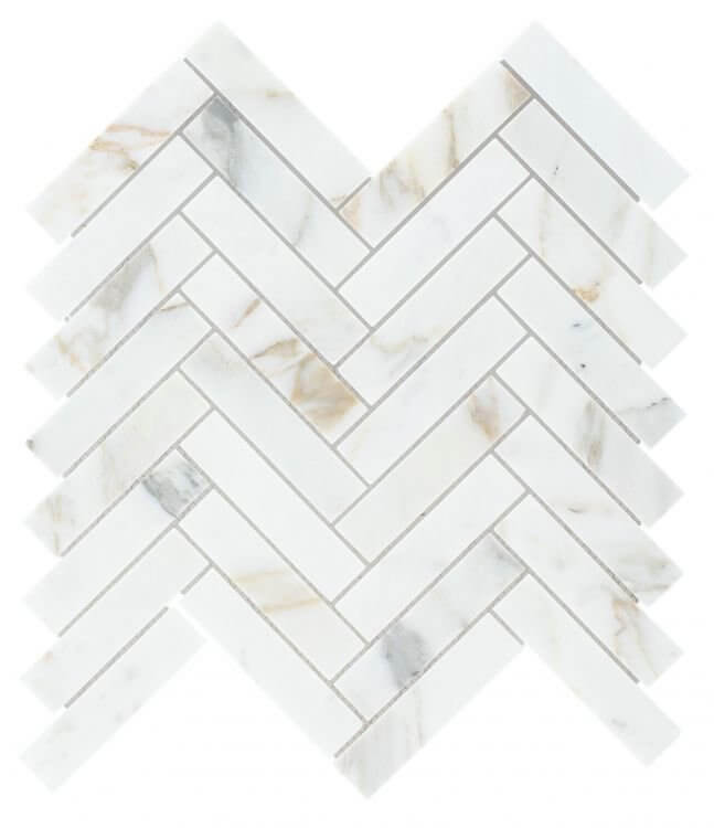 Herringbone Calacatta Gold Polished 11.25 x 11.25 - Hey Tiles