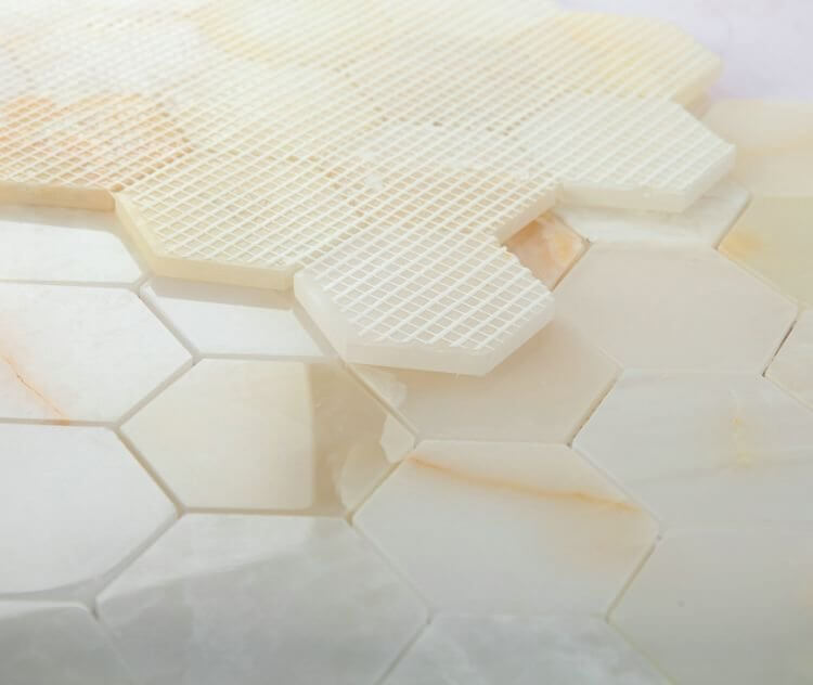 Hexagon Onyx White Polished 3 x 3 10.25 x 11.75 - Hey Tiles
