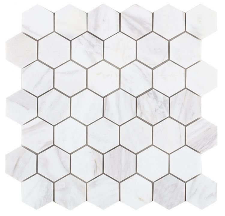 Hexagon White 2 x 2 11.75 x 11.75 - Hey Tiles