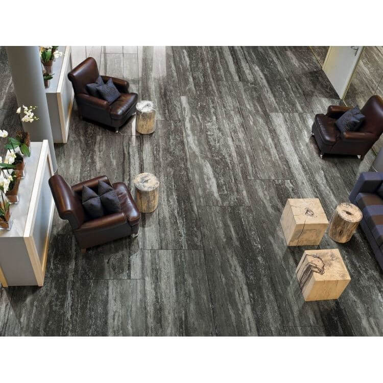 I - Travertini Black Glossy 16 x 32 - Hey Tiles