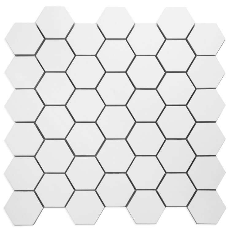 Malaysia Roy White Matte 2 x 2 Hexagon 12 x 12 - Hey Tiles