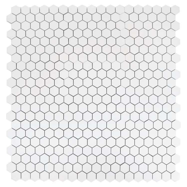 Malaysia Roy White Polished Hexagon 2 x 2 12 x 12 - Hey Tiles