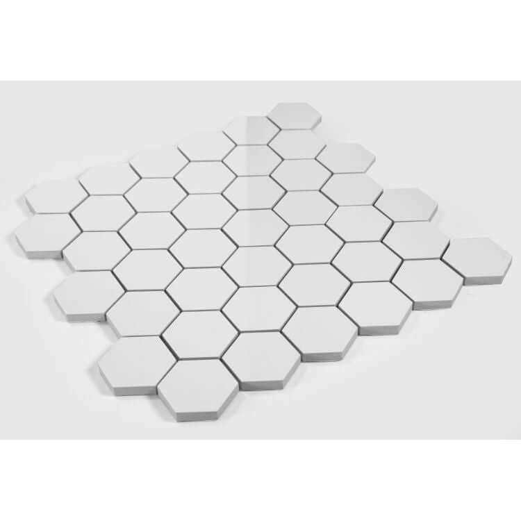 Malaysia Roy White Polished Hexagon 2 x 2 12 x 12 - Hey Tiles