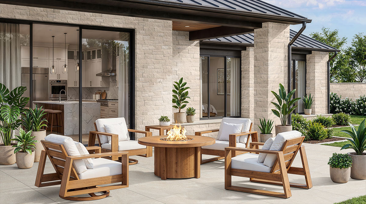 MSI Clayfield Beige 9x24 ledger panels — manufacturer exterior installation