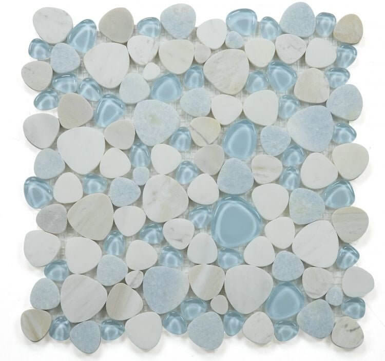 Peach Sky 12 x 12 Marble and Glass Mosaic Tile - Hey Tiles