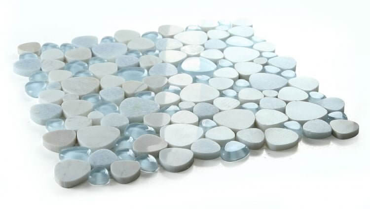 Peach Sky 12 x 12 Marble and Glass Mosaic Tile - Hey Tiles