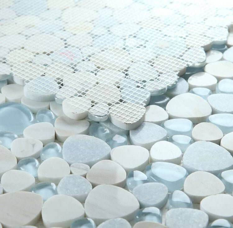 Peach Sky 12 x 12 Marble and Glass Mosaic Tile - Hey Tiles