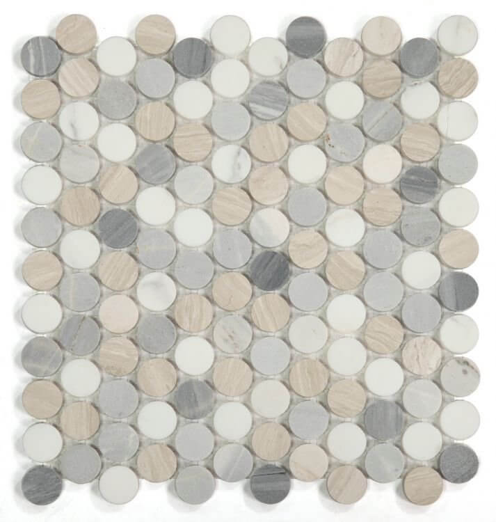 Penny Marble Blue 11 x 11.5 Mosaic Tile - Hey Tiles