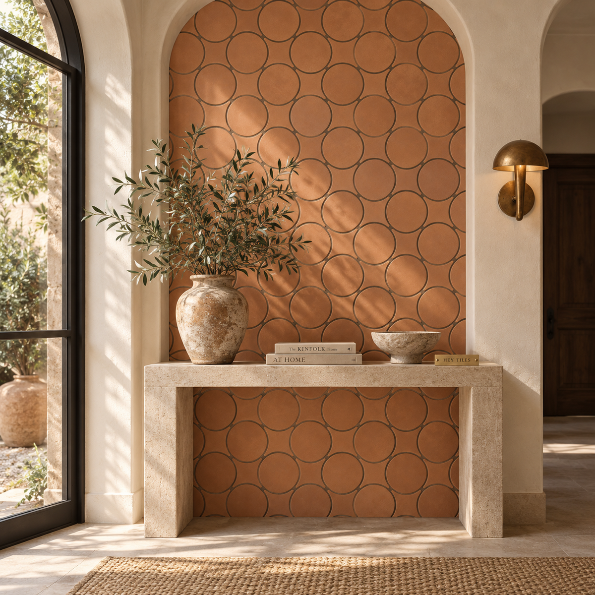 Terracotta Halo Matte installed feature wall - HeyTiles
