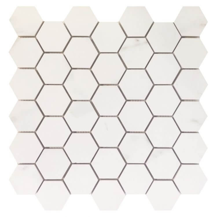 Trilogy Calacatta White Soft 2 x 2 Hexagon 12 x 12 - Hey Tiles