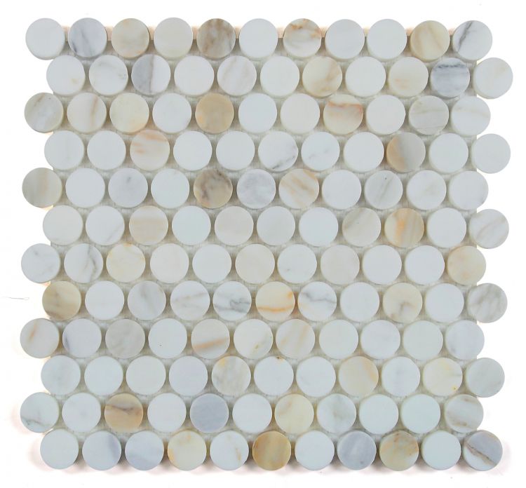 Penny Marble Calacatta Honed 11 x 11.75 Mosaic Tile