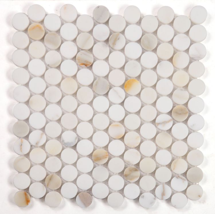 Penny Marble Calacatta Polished 11 x 11.75 Mosaic Tile