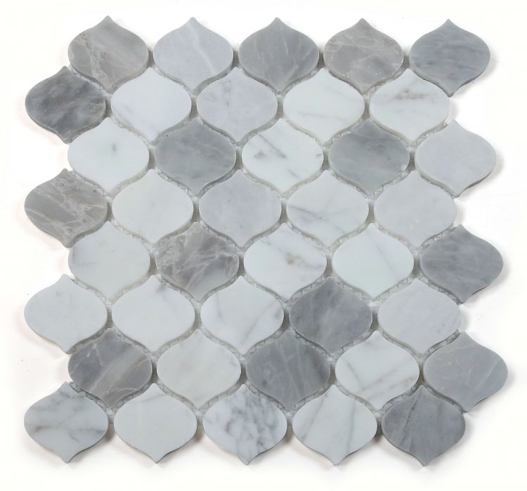 Water Drop Silver Grey 10.75 x 11 Mosaic Tile