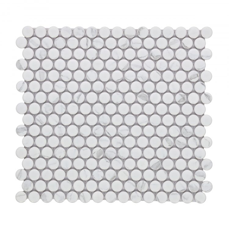 Penny Round Statuario Matte 11.5 x 12.25 Mosaic Tile