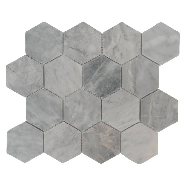 Hexagon Italian Grey Honed 3 x 3 10.25 x 11.75 Mosaic Tile